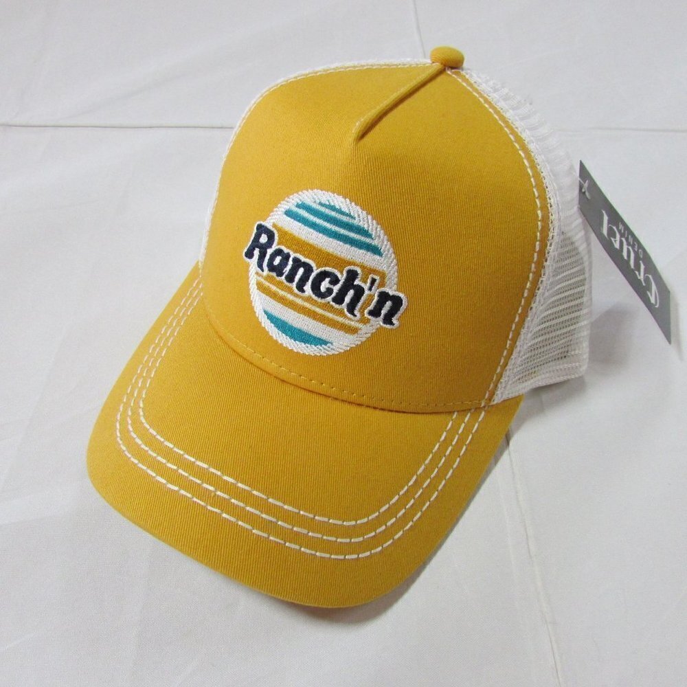 Cruel Denim Women's Yellow Ranch'n Snapback Meshback Trucker Cap Hat